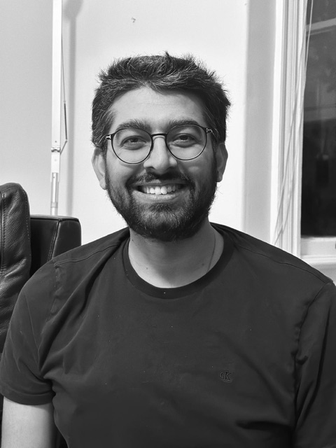 Black and white portrait of Swapnil Sharma